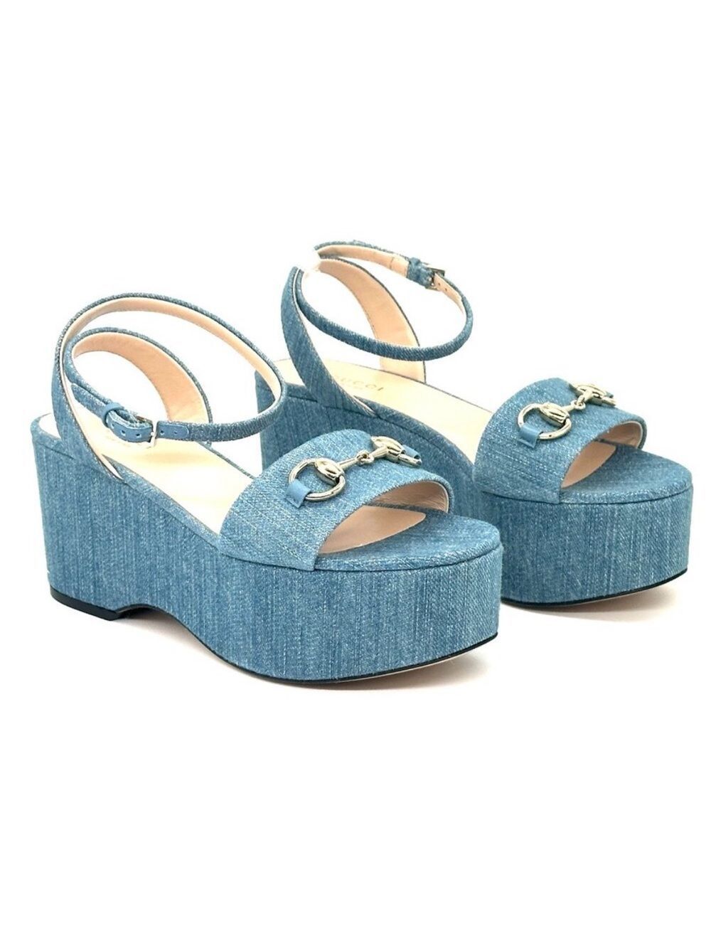 Last chance!!!!☄️🎊🎉 Lady Horsebit Denim Platform Wedge Heel Sandals Shoes Blue s
